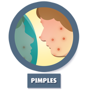 Picture of a person with pimples looking into a mirror, below it says 