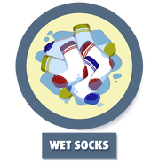 Picture of wet socks, below it reads 